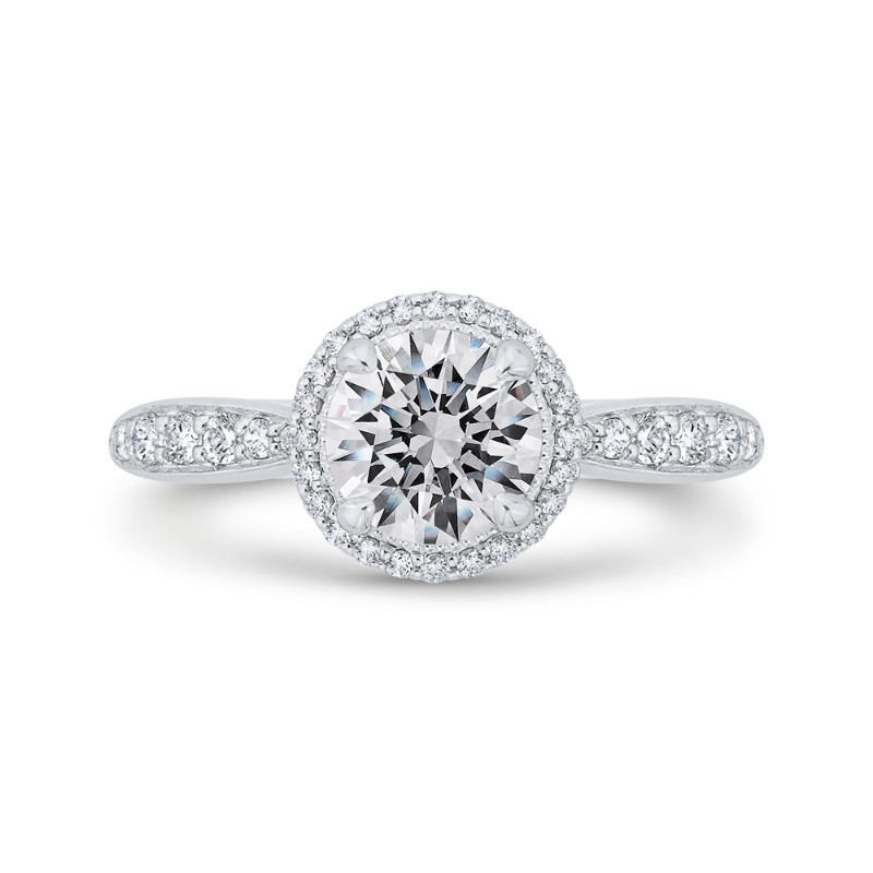 Diamond Halo Engagement Ring in 14K White Gold (Semi-Mount)