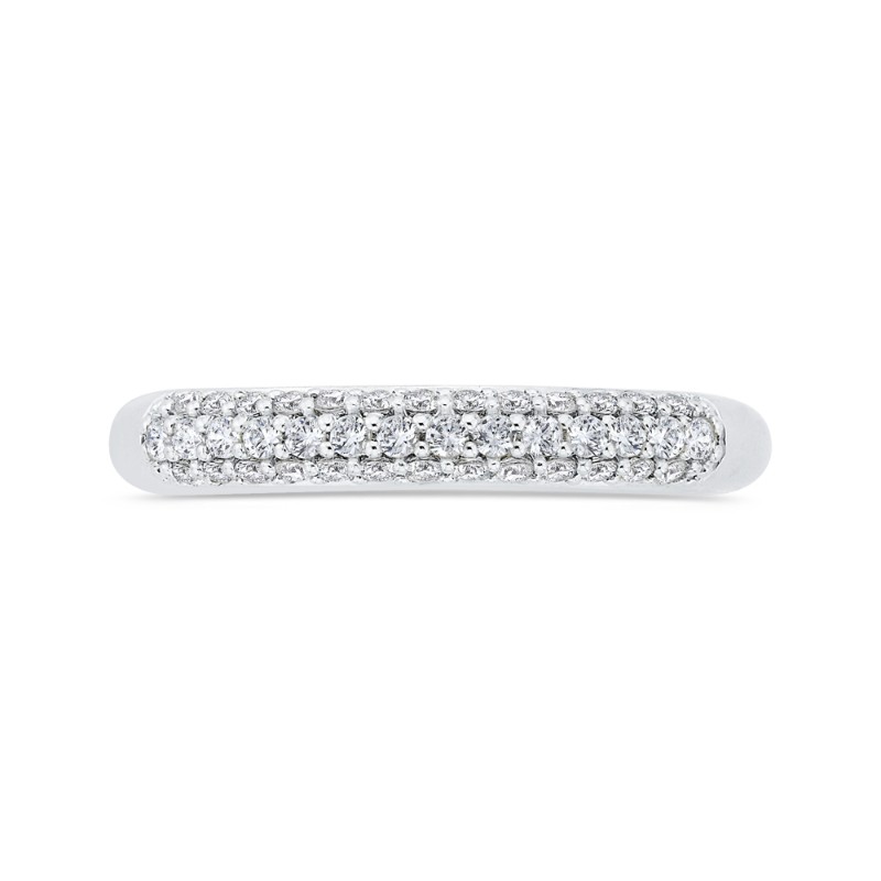 Three Row Diamond Wedding Band in 14K White Gold