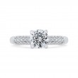 Three Row Round Diamond Engagement Ring in 14K White Gold (Semi-Mount)