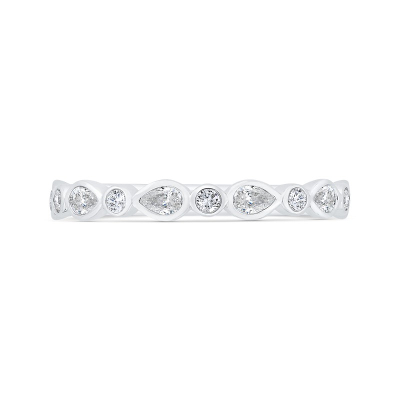 Bezel Set Diamond Wedding Band in 14K White Gold