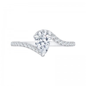 Pear Cut Diamond Promise Engagement Ring in 14K White Gold (Semi-Mount)