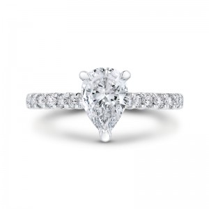 Pear Cut Diamond Engagement Ring in 14K White Gold (Semi-Mount)