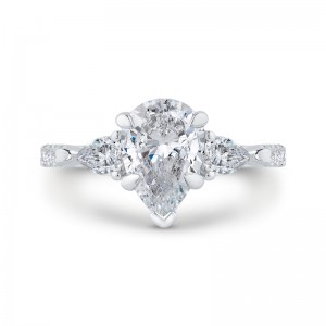 Pear Cut Diamond Engagement Ring in 14K White Gold (Semi-Mount)