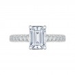 Emerald Cut Euro Shank Diamond Cathedral Style Engagement Ring in 14K White Gold (Semi-Mount)