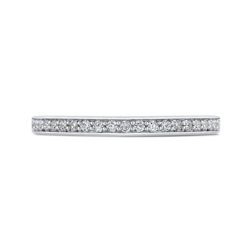 Round Diamond Half-Eternity Wedding Band in 14K Two Tone Gold