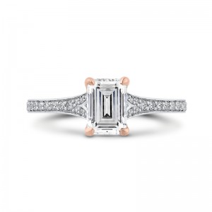 Emerald Cut Diamond Engagement Ring in 14K Two Tone Gold (Semi-Mount)