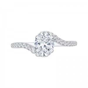 Oval Cut Diamond Promise Engagement Ring in 14K White Gold (Semi-Mount)