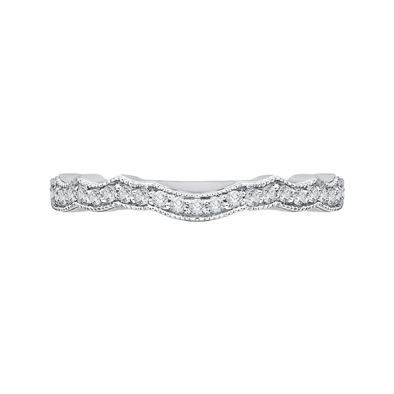 Round Diamond Half-Eternity Wedding Band in 14K White Gold