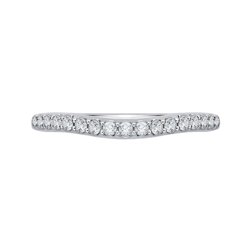 Round Diamond Half-Eternity Wedding Band in 14K White Gold