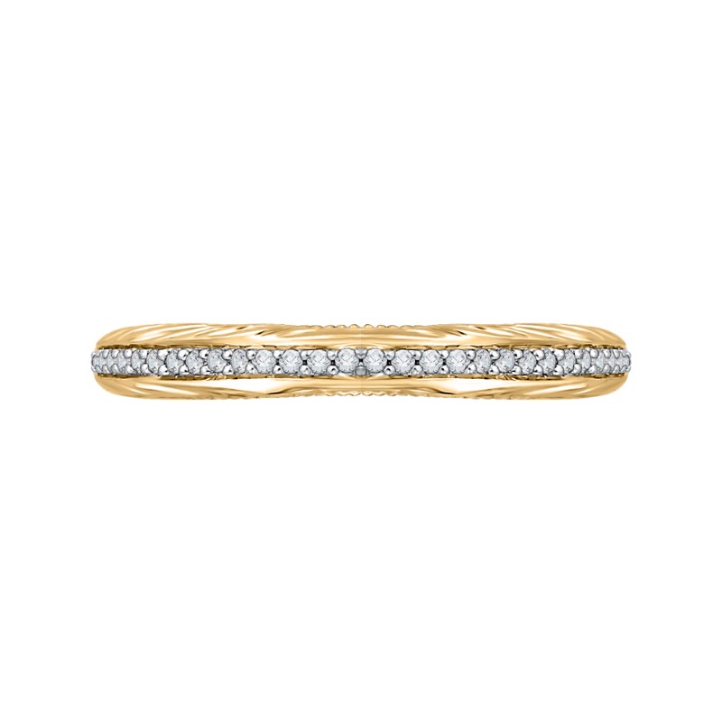 Round Diamond Half-Eternity Wedding Band in 14K Two Tone Gold