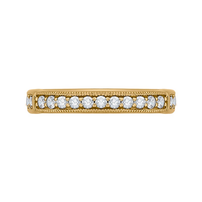 Round and Princess Cut Diamond Wedding Band in 14K Yellow Gold