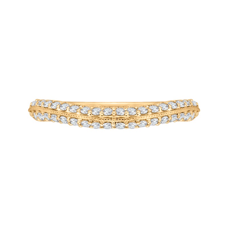 Round Diamond Half-Eternity Wedding Band in 14K Yellow Gold