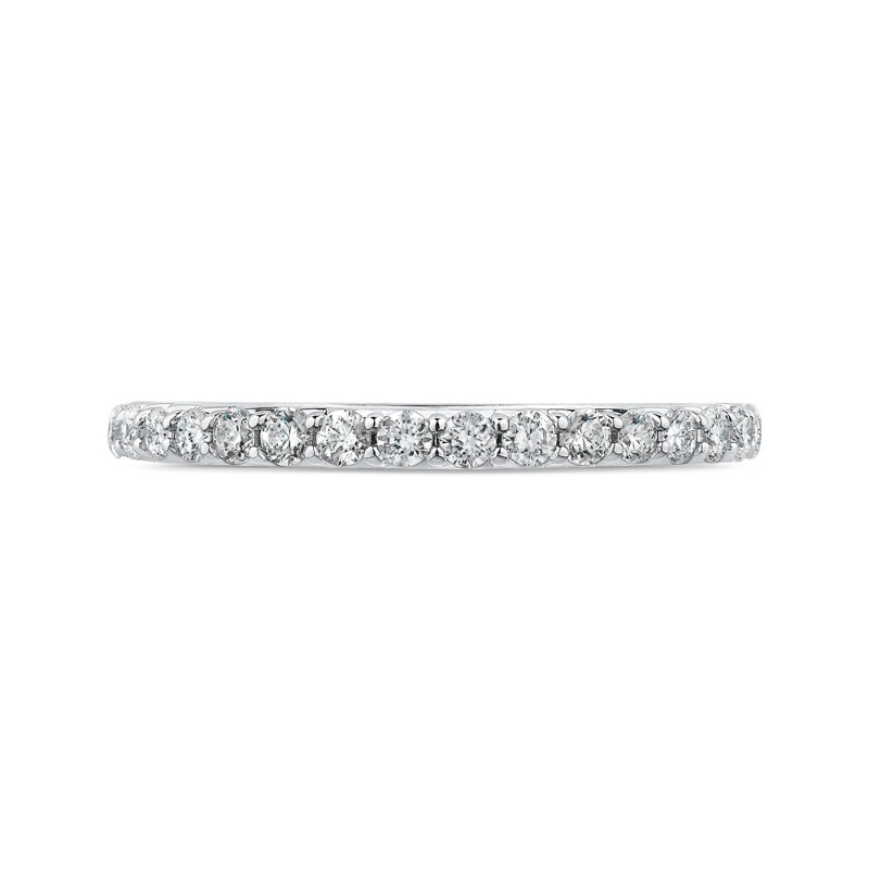 Round Diamond Half-Eternity Wedding Band in 14K White Gold