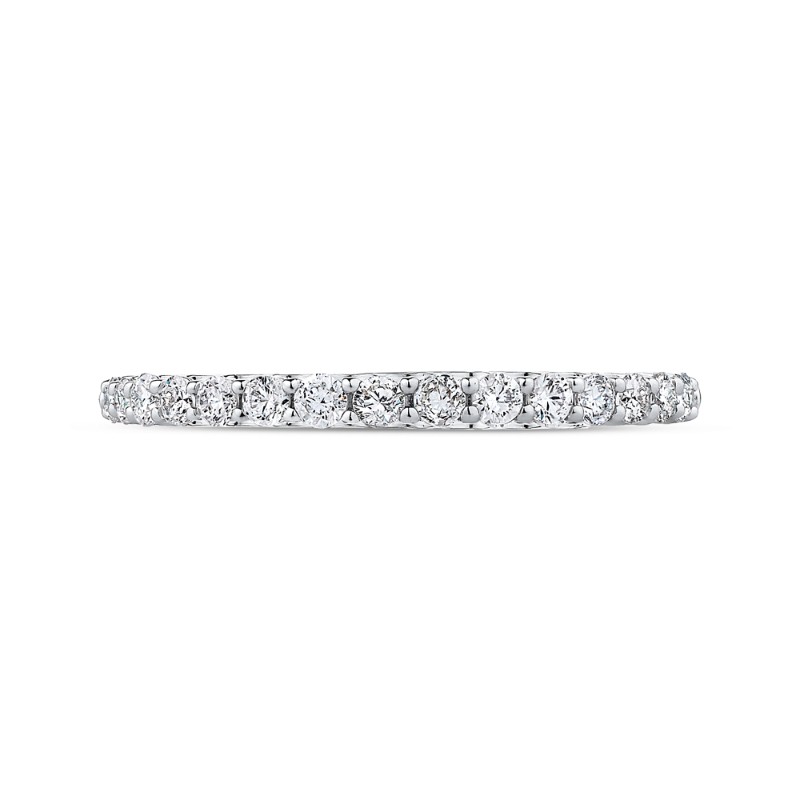 Round Diamond Half-Eternity Wedding Band in 14K White Gold