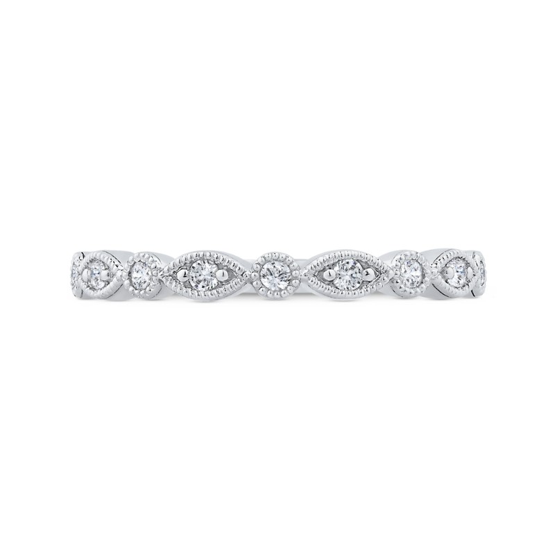 Round Half Run Diamond Wedding Band in 14K White Gold