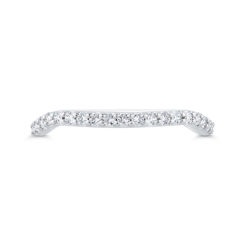 3/4 Run Round Diamond Wedding Band in 14K White Gold