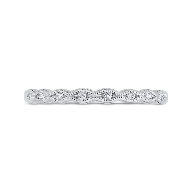 Diamond Wedding Band with Milgrain 14K White Gold