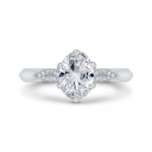 Oval Cut Diamond Engagement Ring in 14K White Gold (Semi-Mount)