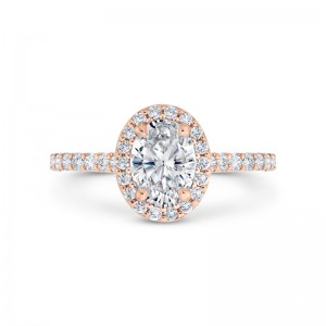 Oval Cut Diamond Halo Engagement Ring in 14K Rose Gold (Semi-Mount)
