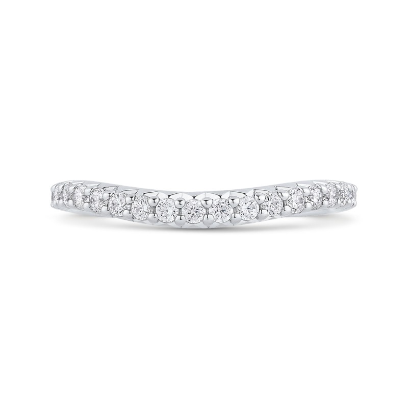 Round Diamond Half-Eternity Wedding Band in 14K White Gold