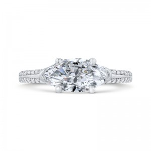 Euro Shank Marquise Cut Diamond Engagement Ring in 14K Two Tone Gold (Semi-Mount)