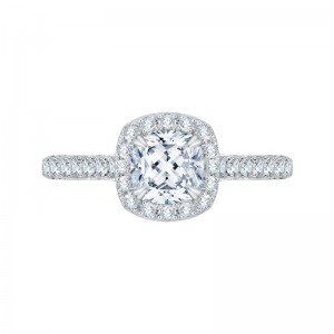 Cushion Cut Halo Diamond Engagement Ring in 14K White Gold (Semi-Mount)