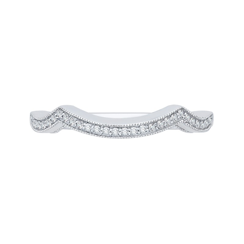 Round Diamond Half-Eternity Wedding Band in 14K White Gold