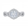 Split Shank Cushion Cut Diamond Halo Engagement Ring in 14K Two Tone Gold (Semi-Mount)