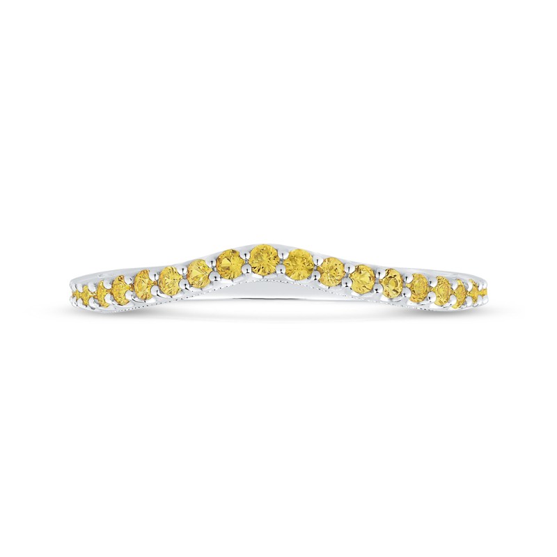 Yellow Diamond Half-Eternity Wedding Band in 14K White Gold