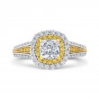 Split Shank Cushion Cut Diamond Double Halo Engagement Ring in 14K Two Tone Gold (Semi-Mount)