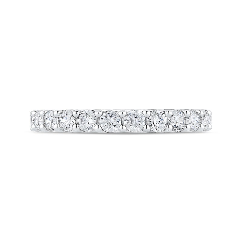 Round Diamond Half-Eternity Wedding Band in 14K White Gold