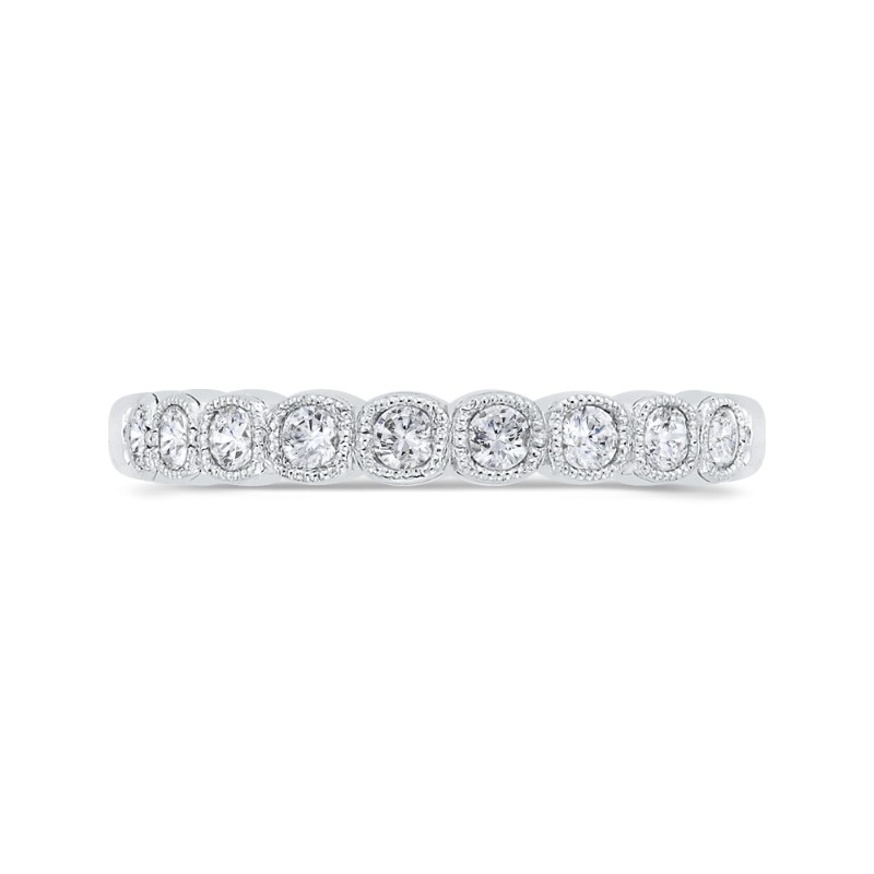 Round Half-Eternity Diamond Wedding Band in 14K White Gold
