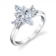 Marquise Cut Solitaire Three Stone Engagement Ring - Micheline