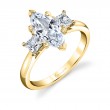 Marquise Cut Solitaire Three Stone Engagement Ring - Micheline
