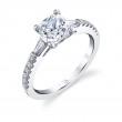Cushion Cut Three Stone Engagement Ring with Baguettes - Leigh Ann