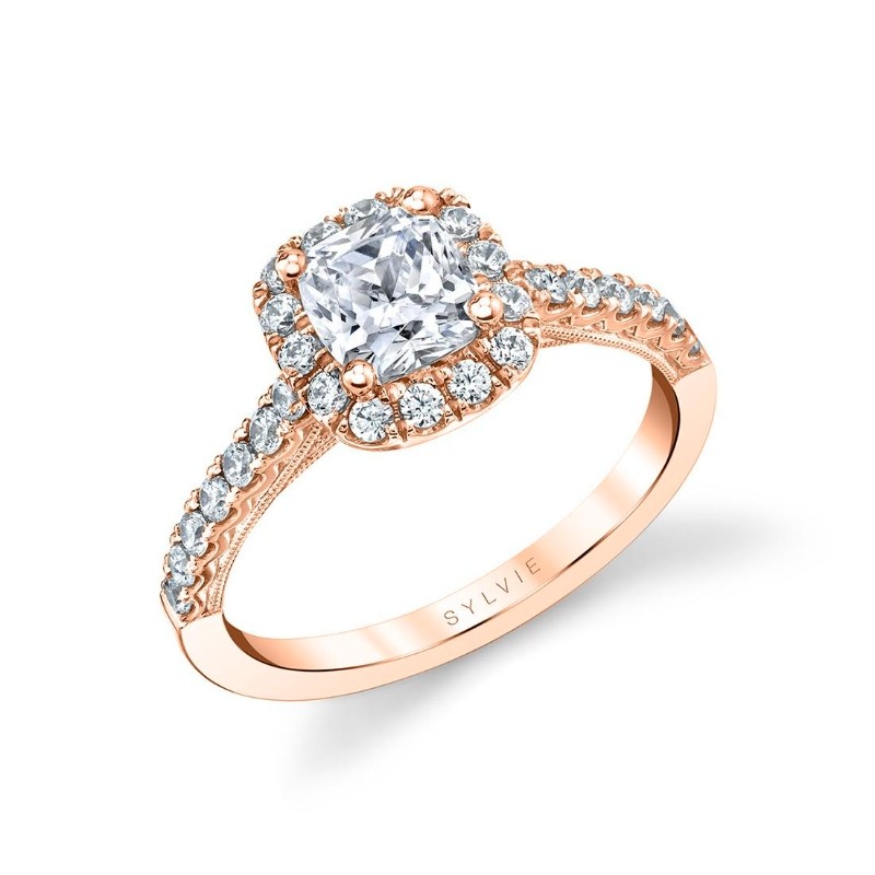 Cushion Cut Halo Engagement Ring - Diandra