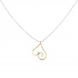 SARATOGA JEWELS 18 INCH STERLING SILVER/YELLOW GOLD FILLED HEART NECKLACE - DEW DROP COLLECTION