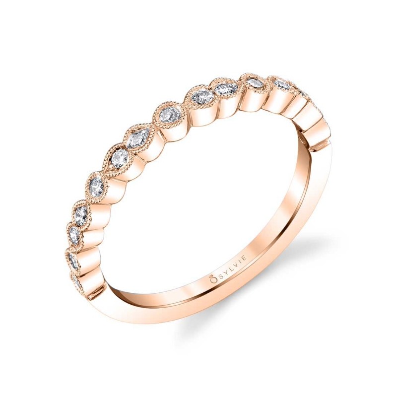 Delicate Rose Gold Stackable Diamond Band - Selma
