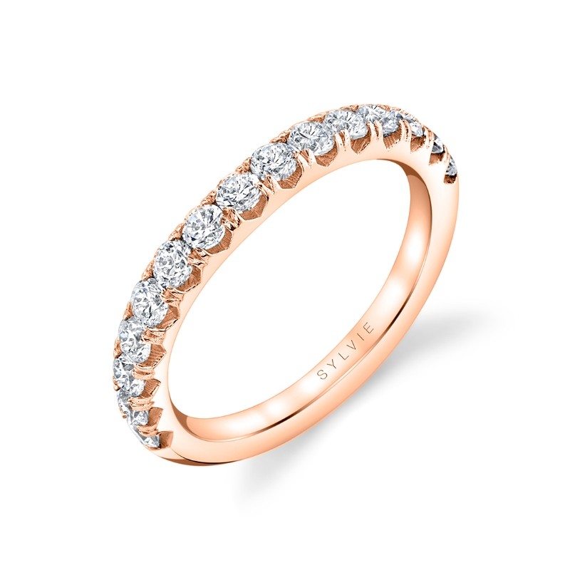 Wide Band Diamond Wedding Band - Andrea
