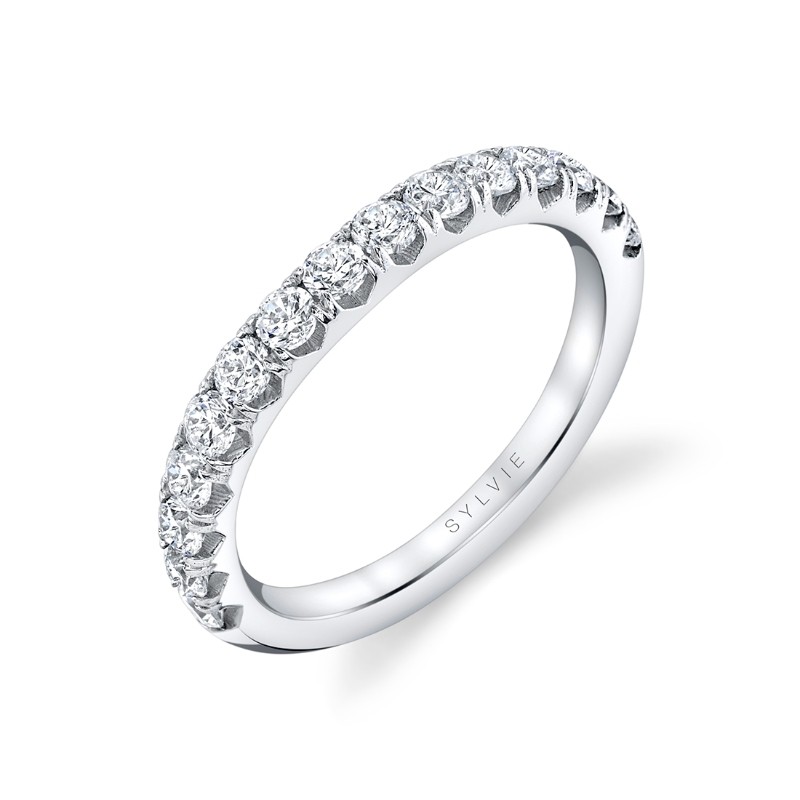 Wide Band Diamond Wedding Band - Andrea