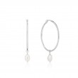 ANIA HAIE STERLING SILVER PEARL HOOP EARRINGS