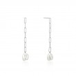 ANIA HAIE STERLING SILVER PEARL CHUNKY DROP EARRINGS