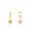 ANIA HAIE 14K GOLD PLATED ON STERLING SILVER MIDNIGHT STAR HUGGIE HOOP EARRINGS