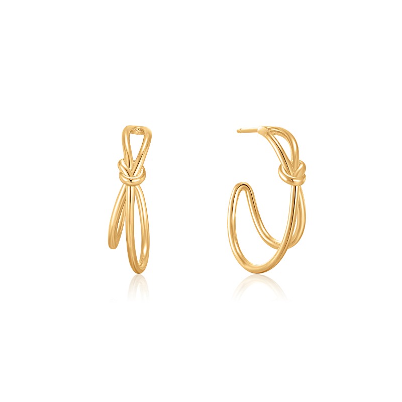 ANIA HAIE 14K GOLD PLATED ON STERLING SILVER KNOT STUD HOOP EARRINGS