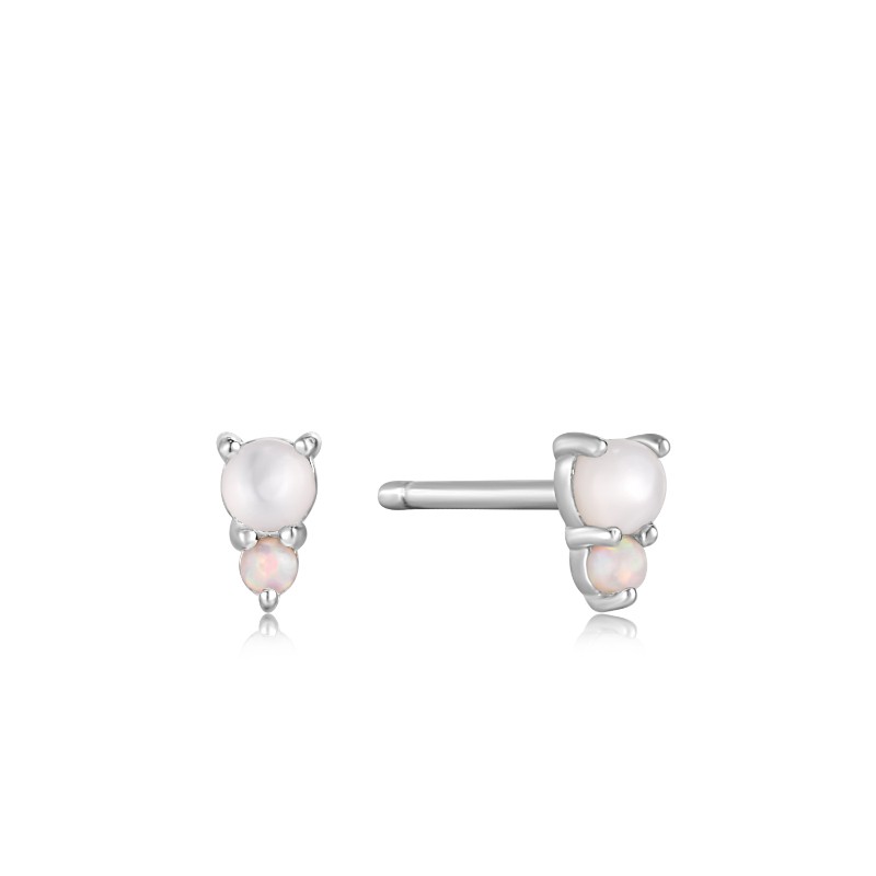 ANIA HAIE STERLING SILVER MOTHER OF PEARL AND KYO POST EARRINGS