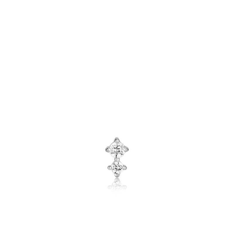 Silver Double Sparkle Barbell Single Earring