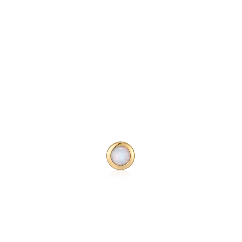 Gold Kyoto Opal Bezel Barbell Single Earring