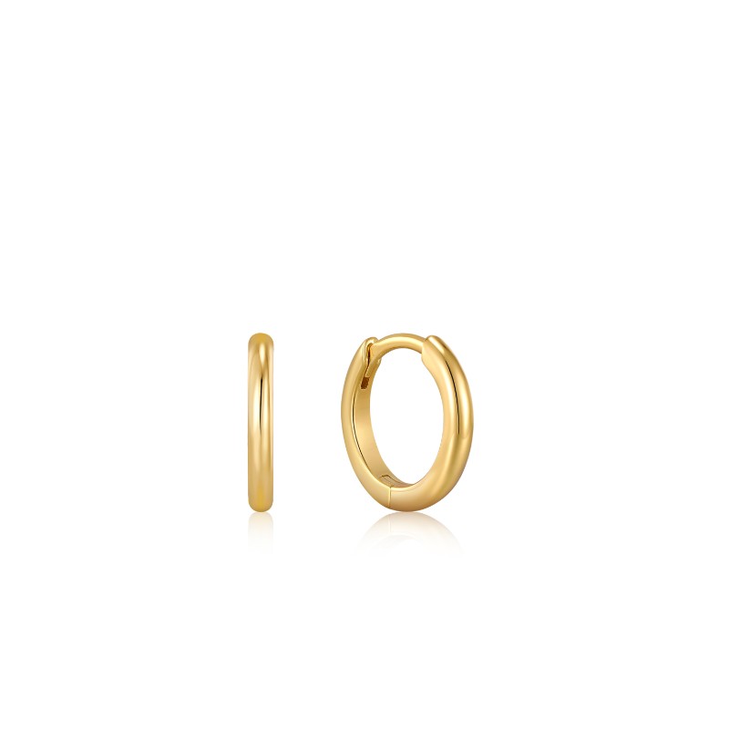 Gold Smooth Huggie Hoop Earrings