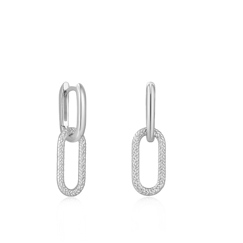 ANIA HAIE STERLING SILVER ROPE OVAL DROP EARRINGS