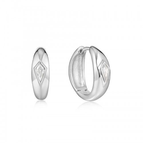 ANIA HAIE STERLING SILVER SPARKLE DOME HOOP EARRINGS